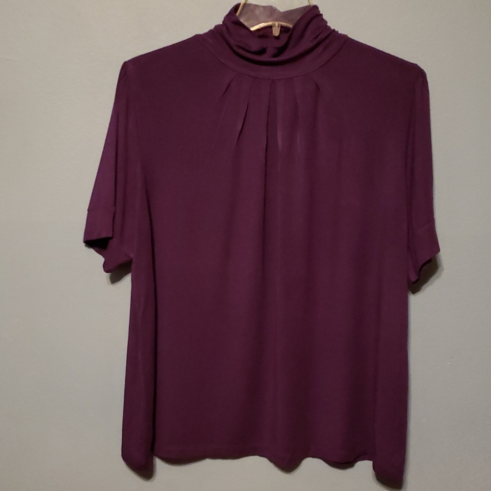 Apt. 9 Mock Turtleneck Short Sleeve Top, Plum, 2X
